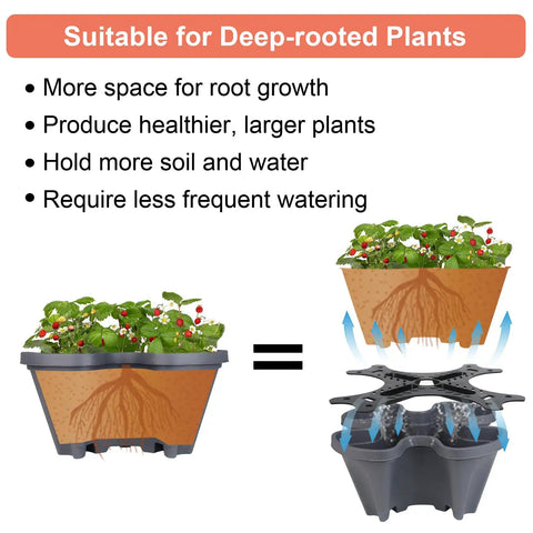 Cross-section of Vertical Planter Tower Five Tier Stackable Garden Planters With Lockable Wheels For Indoor And Outdoor Use In Dark Gray