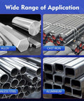 HIDOTOL hole saw kit components collage: alloy bars, cast iron rods, stainless steel tubes, aluminium tubes.