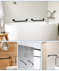 Built Like A Tank Matte Black Stainless Steel Grab Bars 12 Inch Handrail on bathtub wall for safety and support.