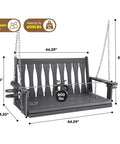 All Weather Outdoor Hanging Porch Swing For Two Seats With Cup Holders Durable Plastic Patio Swing Bench With Chains For Courtyard And Garden Weatherproof And Low Maintenance For Backyards