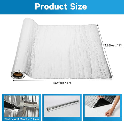 No Hassle Easy Peel And Stick Asphalt Roofing Roll With Reflective Foil Backing For Heavy Duty Waterproof Leak Patch And Summer Heat Deflector 39 By 16 Feet, showing dimensions and thickness.