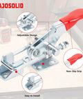 Solid Heavy Duty Toggle Latch Clamps 40323 6 Pack For Garage Shop With 360 Lbs Hold Power showing adjustable design and non-slip grip.