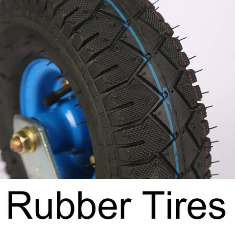 Close-up of rubber tire on Heavy Duty Industrial Caster Wheels Pack With Brakes, showing tread pattern and part of metal bracket