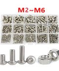 304 Stainless Steel Button Socket Head Cap Screw Set M2 To M6 Hex Socket Bolts kit with matching nuts