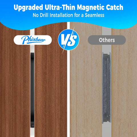 Comparison of Slim Magnetic Cabinet Door Catches Set Of 9 Pairs Matte Black Stick On No Drill Adhesive Magnets and other catches