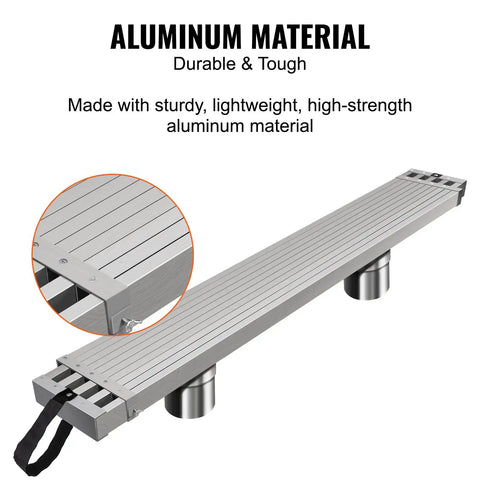Aluminum Telescoping Work Plank 9 To 15 Ft Adjustable Length 12.5 Inch Wide Platform 500 Lb Capacity Built Tough Aluminum Work Stand For Construction And Home Projects. Aluminum telescoping work plank with reinforced end and carry strap