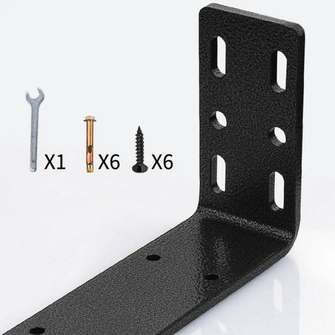Tough As Nails 2 Pack Triangular Wall Shelf Brackets L Shaped Heavy Duty Corner Supports, black steel with installation hardware included