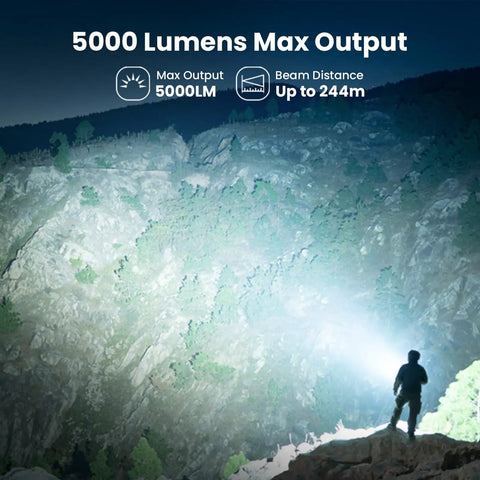 Powerful Dive Light 5000LM Rechargeable Waterproof Flashlight For Underwater Photography And Fishing Red Light 660nm illuminating rocks