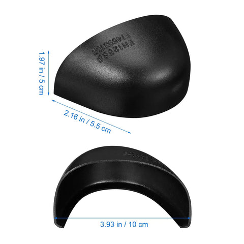 Steel Toe Cap Covers For Shoes And Work Boots, Tough As Nails Metatarsal Protectors, showing size and universal fit dimensions.