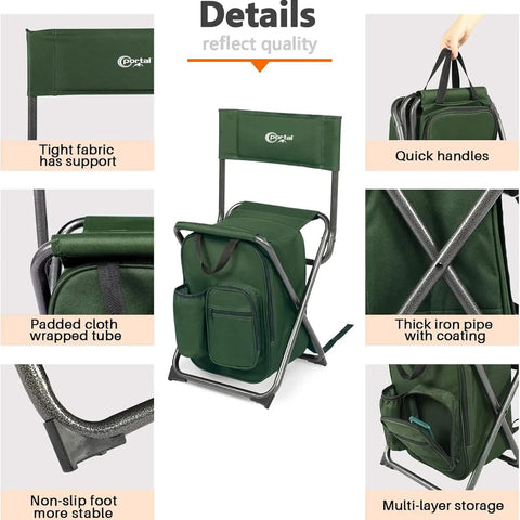 Backpack Cooler Chair With Backrest for Outdoors ✓