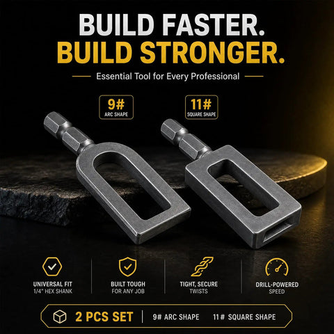 Shop Favorite Drill Wire Nut Twister Set, Depedable Hex Shank Electrician Power Tool For Fencing, Rebar Tying And Construction Sites, Fast Spin Twist Upgrade - 9# Arc and 11# Square shape bits.