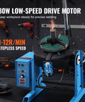 Rock Solid Tilting Welding Positioner With Heavy Duty Rotary Turntable And Knockout Variable Speed Motor showing 80W low-speed drive.