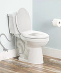 No Fuss Non Electric Elongated Bidet Toilet Seat With Dual Wash Arms And Adjustable Water Pressure installed on white toilet.