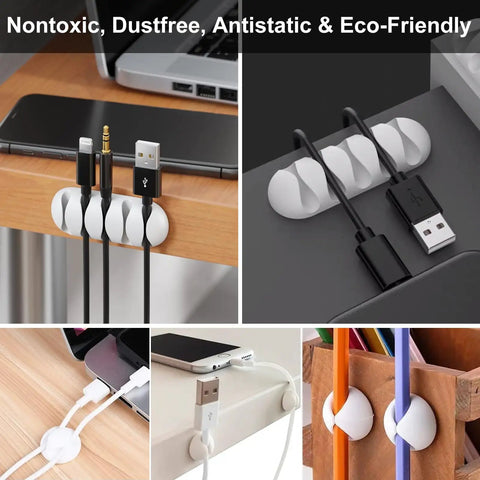 All In One Cable Management Kit With 2 Durable Sleeves 100 Zip Ties 15 Adhesive Clips 10 Cable Clips And 10 Reusable Ties in use