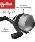 Go-To Spincast Reel And Telescopic Fishing Rod Combo with MicroFine Dial-Adjustable Drag, Built-in Bite Alert, and Quickset Anti-Reverse