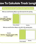 Diagram showing track length calculation for Black Rustic Double Track U-Shape Bypass Sliding Barn Door Hardware Kit For Three Doors.