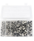Rivet Nut Tool Kit 230 Piece Metric Rivet Nut Assortment Set M3 M4 M5 M6 M8 M10 With Flat Head Nutserts in clear box