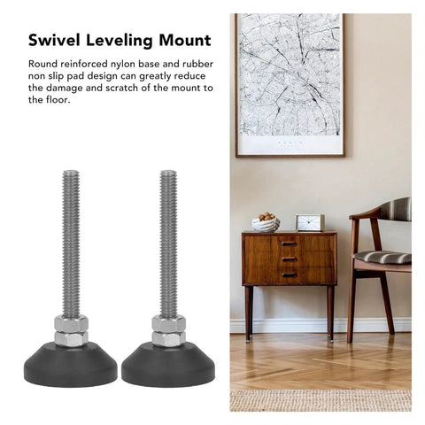 Two Pack Adjustable Nylon Foot Pads With Swivel Leveling Mounts 30mm Round Base M6 Thread 50mm Height in interior setup