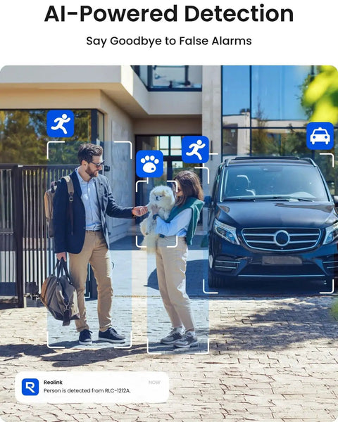 Hardcore 12MP Outdoor PoE Bullet Camera For Legit Home Security Featuring ultra sharp full color night vision capturing people and pets.