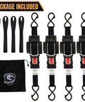 Beefy Heavy Duty Retractable Ratchet Straps 1 Inch By 12 Feet With 1760 Lbs Break Strength Cargo Securing System Black 4 Pack