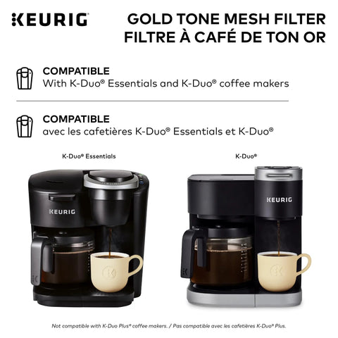 Reusable Gold Tone Mesh Coffee Filter For K Duo Essentials And K Duo Brewers Not Compatible With K Duo Plus
