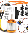 Ultra Lightweight RC Helicopter Motor and Propeller Kit With Brushless ESC And 9G Servo For High Performance Remote Control Aircraft Ready For Easy Upgrades And Stable Flight In Any Weather, showing components like motor, propellers, ESC, and servo.