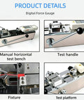 Digital Pro Grade Pull Force Tester With Horizontal Push Pull Stand For 500 To 1000N Wire Harness And Terminal Tensile Testing Portable High Accuracy Pull Force Test Machine Set With Five Metal Fittings, manual bench