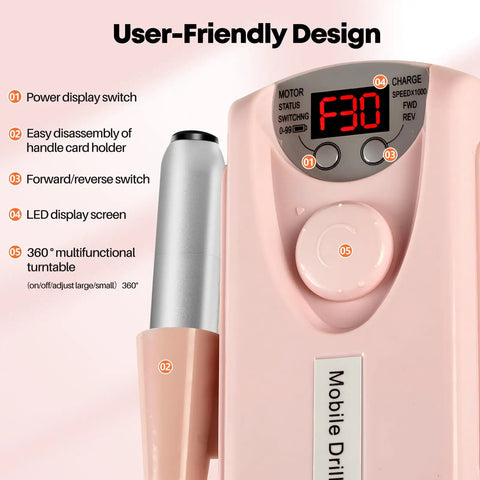 Powerful Electric Nail Drill Kit With 13 Drill Bits And 50 Sanding Bands For At Home Salon Use Low Noise Portable 30000 RPM