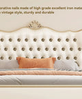 Top Shelf Heavy Rust Proof Vintage Upholstery Tacks 20 Piece Set Knockout Flower Design hardware nails on a stylish upholstered bed.
