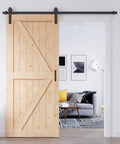 36 Inch By 84 Inch Solid Spruce Sliding Barn Door With A Six Point Six Foot Hardware Kit And Included Handle Assembly Required Stainable K Frame For Custom Finishes Smooth Quiet Glide For Home Or Office installed in home