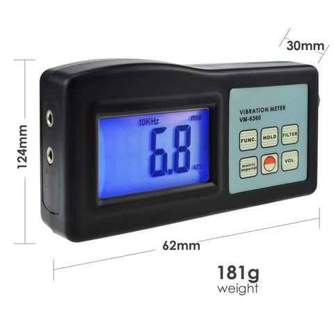 Hella Reliable Digital Vibration Meter Gauge And Analyzer For Heavy Industrial Machinery with LCD display and buttons, 181g