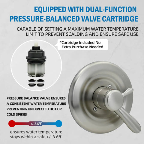 Straight Up Top Shelf Shower Trim Kit Compatible With Lahara 17 Series Brushed Nickel Dual Function Temperature Volume Control Legit Cartridge Included For Smooth Bathroom Refresh Project