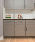 Installed 40 Pack 5 Inch Square Cabinet Pulls Matte Black Stainless Steel Kitchen Drawer Handles 5 Inch Length with 3 Inch Center Hole