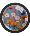 Watercolor Floral design on a round cabinet knob from the Four Pack Hella Durable Watercolor Floral Cabinet Knobs And Super Smooth Crystal Glass Drawer Pulls With Rock Solid Abs Build Plus Stainless Steel Hardware For Kitchen Cupboards Dressers And Wardrobes.