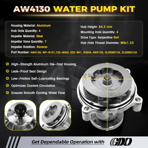 Beefed Up All In One 5.4L Timing Chain Kit with water pump for Ford F150 and Lincoln Navigator featuring specs and design details