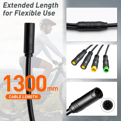 1T4 Cable Wiring Harness Ride Ready For Bafang BBS01 BBS02 BBSHD Mid Drive Motor With Display Thumb Throttle And Waterproof Connector 51 Inch Long For Trikes Cargo Tandem Ebikes