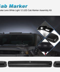 3X Smoke White 12LED Cab Marker Roof Running Top Lights Kit With Wire Harness For Silverado And Sierra 2007 To 2014 Trucks