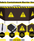 Top Notch Heavy Duty Debris Containment Barrier For Tree Work 4 Panel Safety Barricade with dimensions and features shown