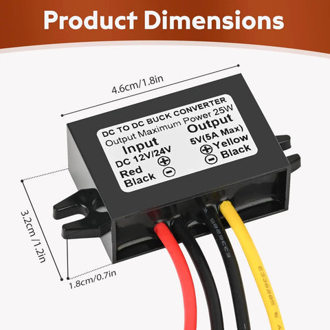 Two Pack 24V And 12V To 5V 5A 25W Step Down Converter Module Buck Regulator For Your Ride Car Power Setup With Wide 8V32V Input