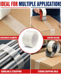 Beefy Five Point Five Mil Fiberglass Reinforced Packing Tape Rock Solid Rubber Resin Adhesive For Heavy Duty Shipping And Cardboard Box Bundling One Inch By Sixty Yards Pack Of Two Dozen used for carton sealing and bundling.