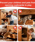 Children and pets trying to open cabinet doors prevented by Magnetic Cabinet Door Catch Set 8 Piece No Drill Stainless Steel Magnets.