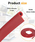 Angled view of red silicone gasket seal tube for smoker/grill doors; hollow bore, outer diameter 7/16 in, inset coil