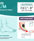 Size chart for Foot Drop Brace With Dorsiflexion Support For Men And Women, Adjustable Ankle Foot Orthosis, showing measurements for size S/M.