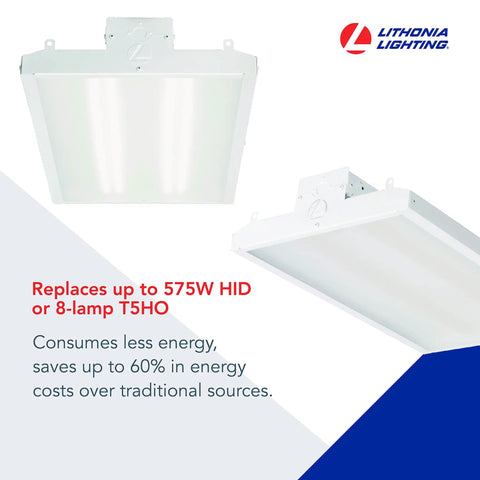 Top view of Workhorse High Bay LED Shop Light 12,000 Lumens Daylight 5000K Dimmable MVOLT 120-277V ceiling fixture energy-efficient