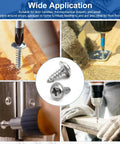 50 Pack of M2 x 8mm Phillips Pan Head Self Tapping Screws With Integrated Washer Heavy Duty Kit used in wood and metal applications.