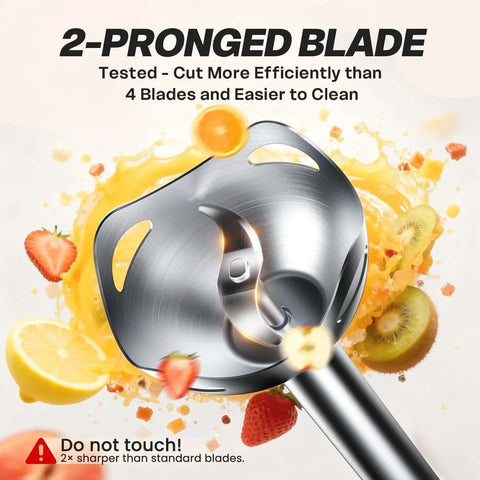 Game Changer Corded Immersion Blender Powered By 400 Watt Copper Motor With Two Adjustable Speeds For Buttery Smooth Soups Quick Gravies And Tender Baby Purees Bpa Free 2-pronged stainless steel blade for efficient cutting.