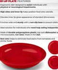 Spillproof Lip Plate With Inner Lip Wall For Adults Red 9 Inch Non Slip Adaptive Plate For Independence Lightweight 3 Pack For Disabled Eating Aid Daily with highlighted features.