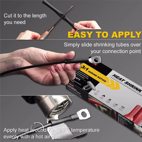 Three To One Clear Heat Shrink Tubing One Inch Diameter With Adhesive Lined Marine Grade Waterproof Insulation Sealing Oil Proof Wear Resistant Four Feet Total Length, cut and applied to cable lug