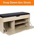Open cabinet with Two Pack 100N 22Lbs Drop-Down Gas Struts For Drop-Front Desks And Fold-Down Lids, installed visibly inside.