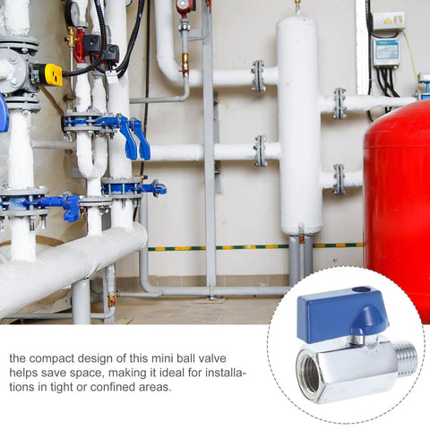 Quarter Inch Solid Brass Mini Ball Valve With Npt Thread Shut Off Handle No Fuss Slick Design For Tight Spots And Heavy Duty Pneumatic Flow Control built into compact plumbing system.